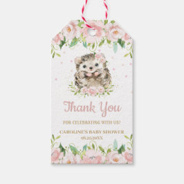 Pink Blush Floral Cute Hedgel Bedankt voor je plez Cadeaulabel