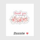 Pink Blush Floral Dank u Klassieke ronde Sticker (Vel)
