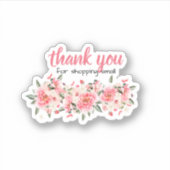 Pink Blush Floral Dank u Klassieke ronde Sticker (Voorkant)