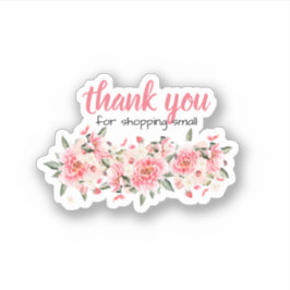 Pink Blush Floral Dank u Klassieke ronde Sticker