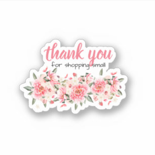 Pink Blush Floral Dank u Klassieke ronde Sticker