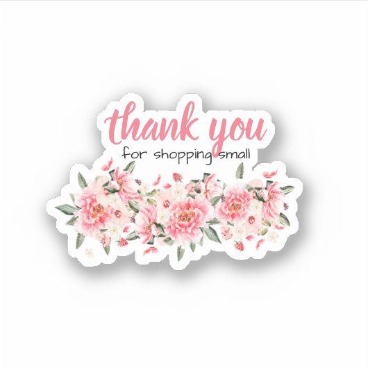 Pink Blush Floral Dank u Klassieke ronde Sticker (Voorkant)