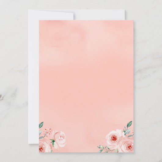 Pink Blush Floral First Birthday Gril Kaart (Achterkant)