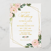 Pink Blush Floral Geometric Wedding Folie Uitnodiging (Voorkant)