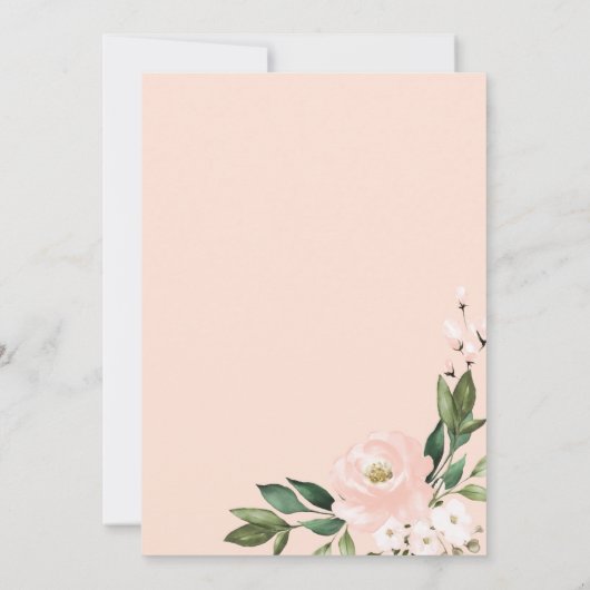 Pink Blush Floral Geometric Wedding Kaart (Achterkant)