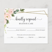 Pink Blush Floral Geometric Wedding RSVP Kaart (Voorkant)