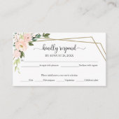 Pink Blush Floral Geometric Wedding RSVP Kaart (Voorkant)