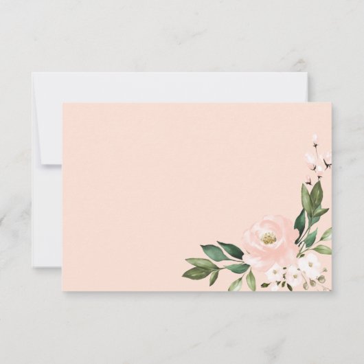 Pink Blush Floral Geometric Wedding RSVP Kaart (Achterkant)