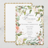 Pink Blush Floral Gold Elegant Bridal Luncheon #45 Kaart (Voorkant / Achterkant)