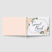 Pink Blush Floral Gold Geometric Wedding Gastenboek (Volledig)