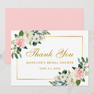 Pink Blush Floral Gold Vrijgezellenfeest Bedankt P Kaart