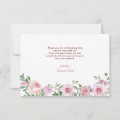 Pink Blush Floral Little Pumpkin Baby shower Bedankkaart (Achterkant)