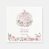Pink Blush Floral Little Pumpkin Baby shower Servet (Voorkant)