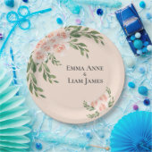 Pink Blush Floral Romantic Elegant Greenery Papieren Bordje (Feest)
