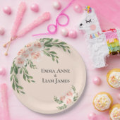 Pink Blush Floral Romantic Elegant Greenery Papieren Bordje (Feest)