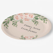 Pink Blush Floral Romantic Elegant Greenery Papieren Bordje (Gekanteld)