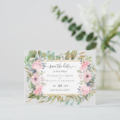 Pink Blush Floral Sage Greenery Save Dates Briefkaart (Staand voorkant)