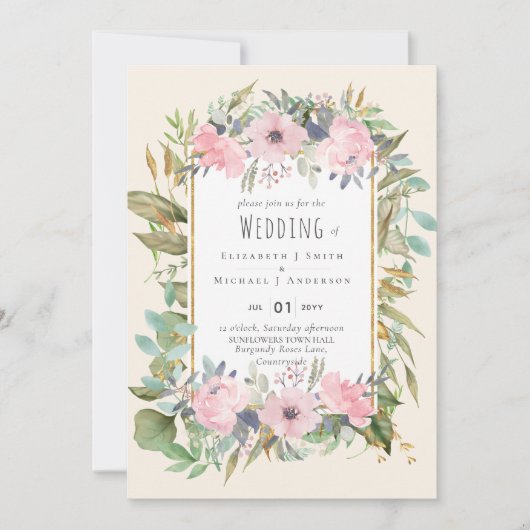 Pink Blush Floral Sage Greenery Wedding (Voorkant)