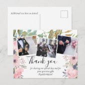 Pink Blush Floral Sage Greenery Wedding Briefkaart (Voorkant / Achterkant)