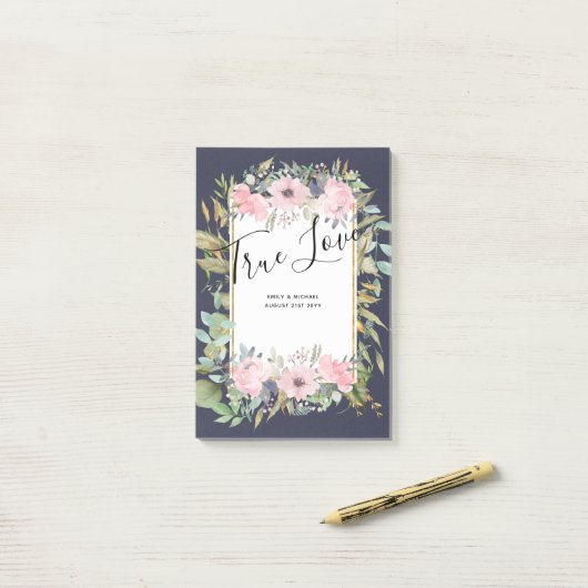 Pink Blush Floral Sage Greenery Wedding Post-it® Notes (Op bureau)