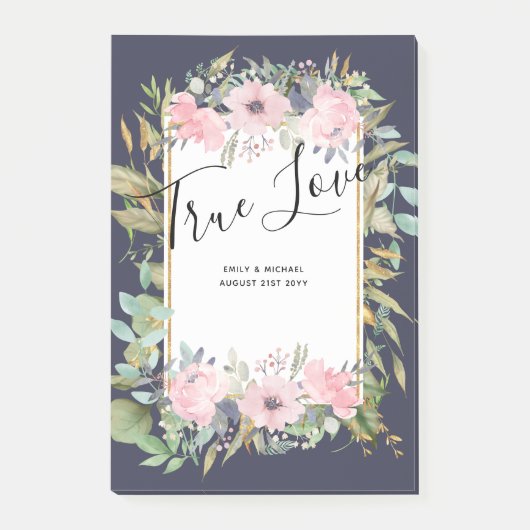 Pink Blush Floral Sage Greenery Wedding Post-it® Notes (Voorkant)