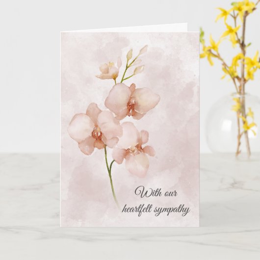 Pink Blush Floral Sympathie Kaart (Gele Bloem)