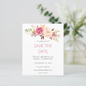 Pink Blush Floral van de begroting sparen de Datum (Staand voorkant)
