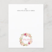 Pink Blush Floral van de begroting sparen de Datum (Achterkant)