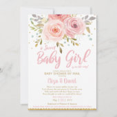 Pink Blush Floral Virtual Baby shower by Mail Girl Kaart (Voorkant)
