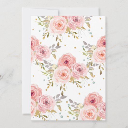 Pink Blush Floral Virtual Baby shower by Mail Girl Kaart (Achterkant)