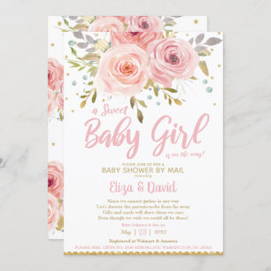 Pink Blush Floral Virtual Baby shower by Mail Girl Kaart