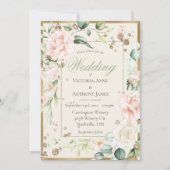 Pink Blush Floral Waterverf Wedding Kaart (Voorkant)