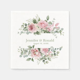 Pink Blush Floral Waterverf Wedding Servet