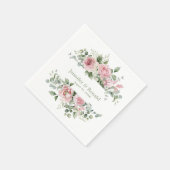 Pink Blush Floral Waterverf Wedding Servet (Hoek)