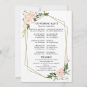 Pink Blush Floral Wedding Ceremony Program Kaart (Achterkant)