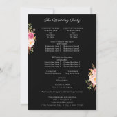 Pink Blush Floral Wedding Ceremony Programme Black Kaart (Achterkant)
