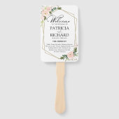 Pink Blush Floral Wedding Ceremony Programme Handwaaier (Voorkant)