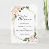 Pink Blush Floral Wedding Ceremony Programme Programma (Voorkant)