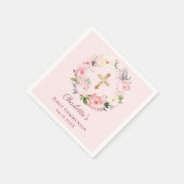 Pink blush floral wreath girl First Communion Servet (Hoek)