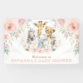 Pink Blush Flower Oerwoud Safari Baby Meisje Welko Spandoek (Horizontaal)