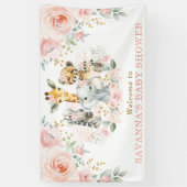 Pink Blush Flower Oerwoud Safari Baby Meisje Welko Spandoek (Verticaal)