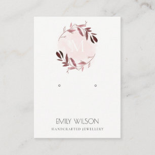 PINK BLUSH FOLIAGE MONOGRAM EARRING DISPLAY LOGO VISITEKAARTJE
