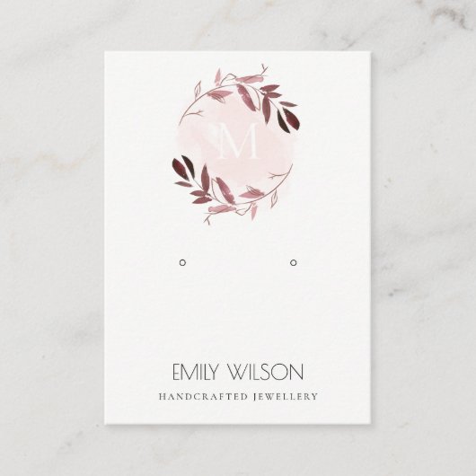PINK BLUSH FOLIAGE MONOGRAM EARRING DISPLAY LOGO VISITEKAARTJE (Voorkant)