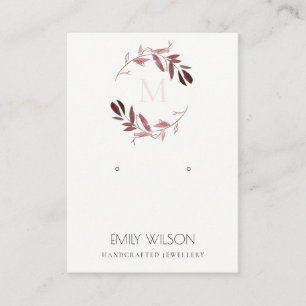 PINK BLUSH FOLIAGE MONOGRAM EARRING LOGO VISITEKAARTJE
