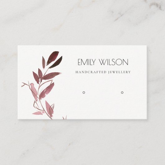 PINK BLUSH FOLIAGE WATERVERF EARRING DISPLAY LOGO VISITEKAARTJE (Voorkant)