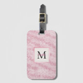 Pink Blush Glitter Monogram Bagagelabel (Voorkant (verticaal))