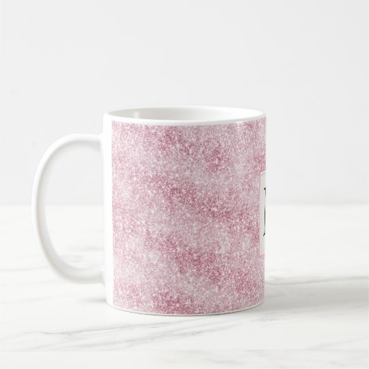 Pink Blush Glitter Monogram Koffiemok (Links)