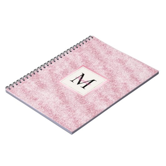 Pink Blush Glitter Monogram Notitieboek (Linkerzijde)