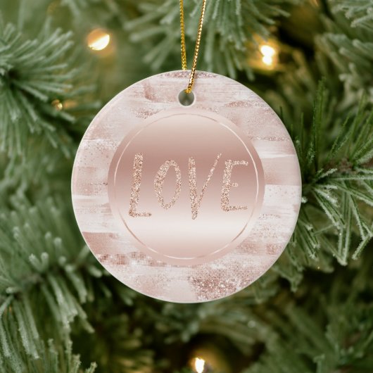 Pink Blush Glitzy Glitter Sparkle Love Keramisch Ornament (Boom)