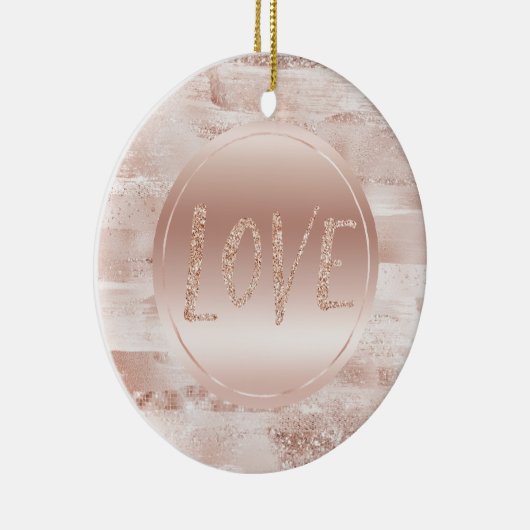 Pink Blush Glitzy Glitter Sparkle Love Keramisch Ornament (Rechts)